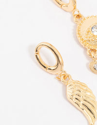 Gold Plated Diamante Eye & Angel Wing Charms 3-Pack - link has visual effect only