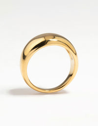 Waterproof Gold Plated Stainless Steel Sleek Chunky Ring - link has visual effect only