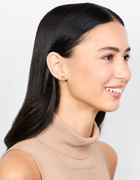 Waterproof Gold Plated Stainless Steel Heart Clover Stud Earrings - link has visual effect only