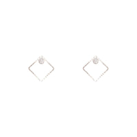 Rhodium Square Diamante Stud Earrings - link has visual effect only