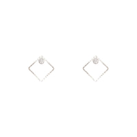 Rhodium Square Diamante Stud Earrings - link has visual effect only