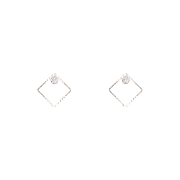 Rhodium Square Diamante Stud Earrings