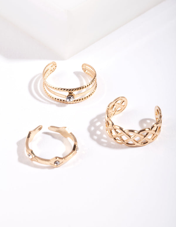 Gold Lattice Toe Ring Pack - Lovisa