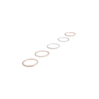 Mixed Metal Fine Diamante Ring 5-Pack - link has visual effect only