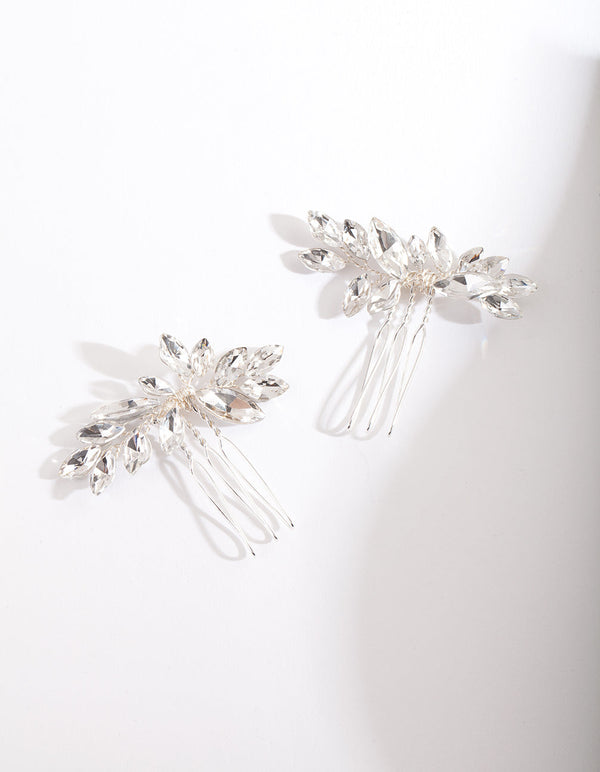 Silver Floral Gem Hair Pin Pack