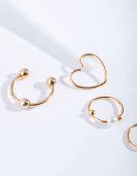 Gold Heart Ring Earring 4-Pack - link has visual effect only