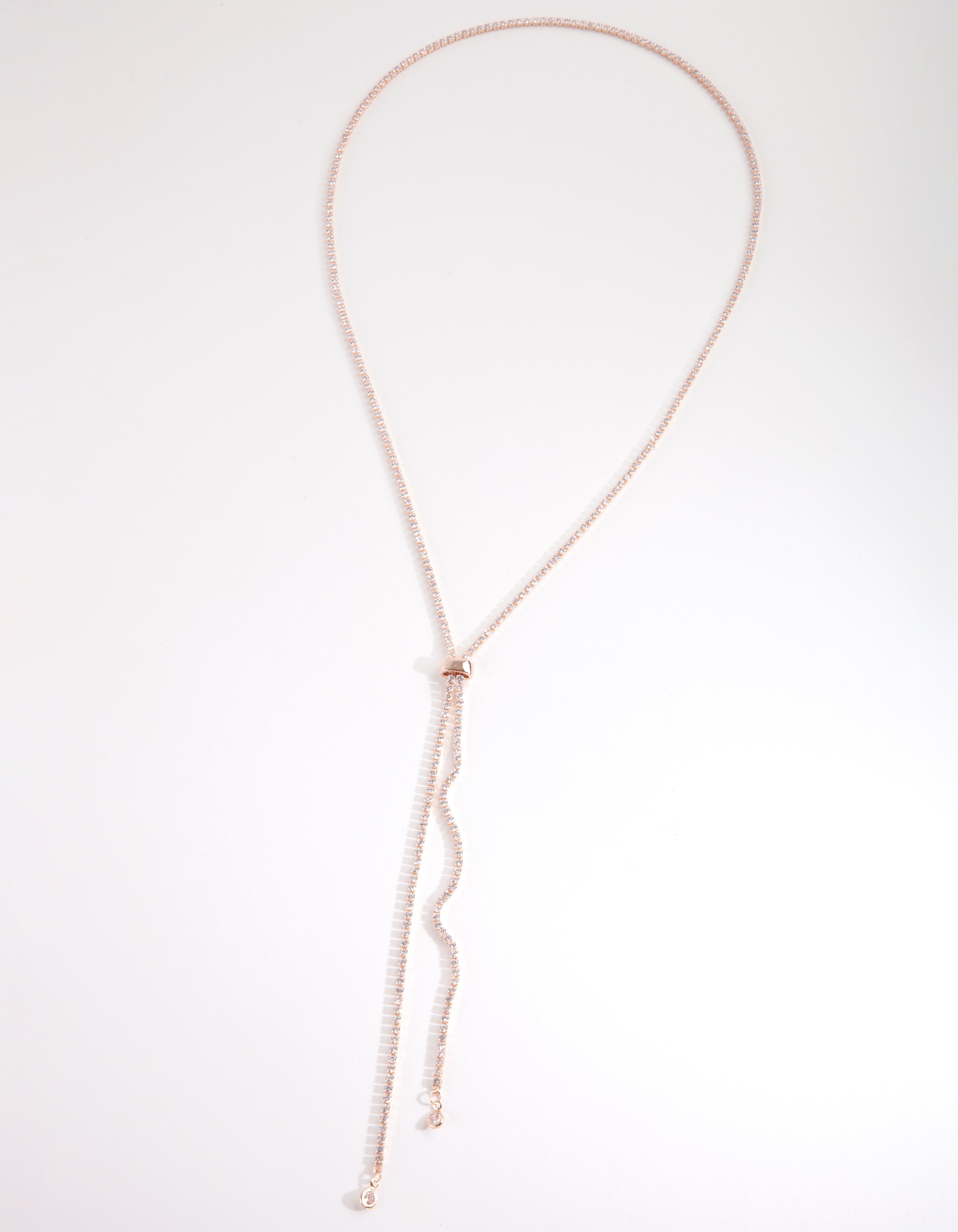 Lovisa CUBIC ZIRCONIA LARIAT - Necklace - rose gold coloured/rose  gold-coloured - Zalando.de