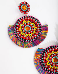 Fabric Bright Disc Tassel Earrings - link has visual effect only