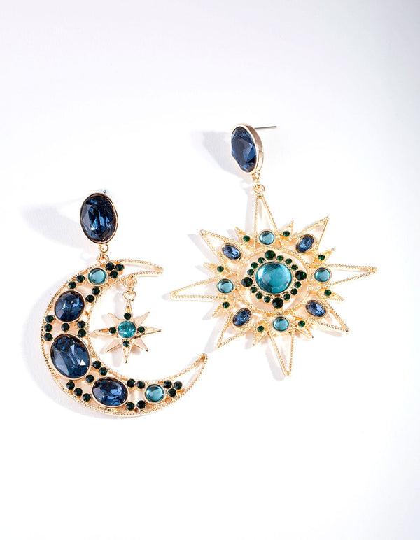 Green Statement Celestial Earrings