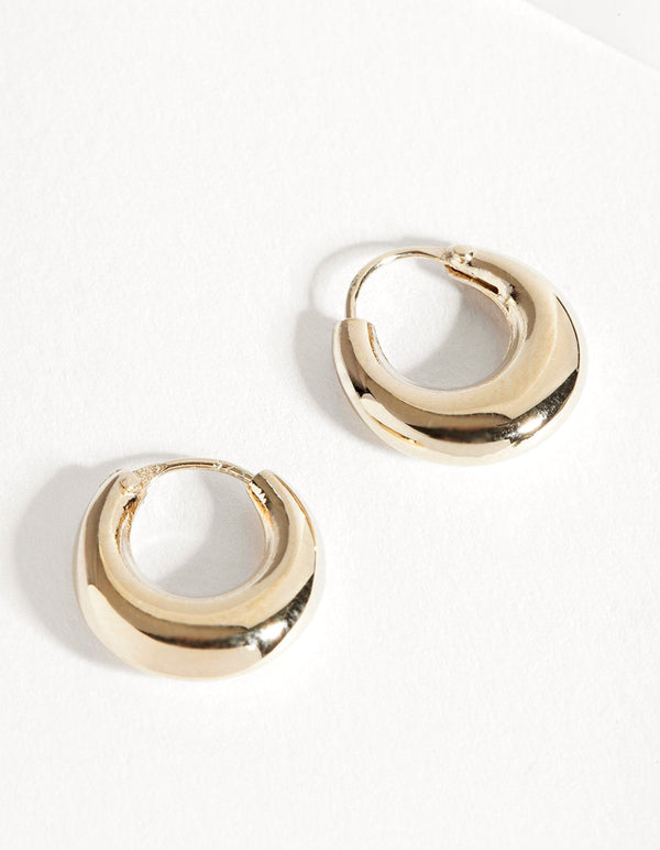 Gold Plated Sterling Silver Small Chubby Hoop Earrings - Lovisa