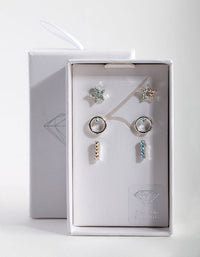 Diamond Simulant Silver Star Stud Earring Pack - link has visual effect only