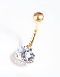 Gold Titanium Classic Diamante Belly Bar - link has visual effect only