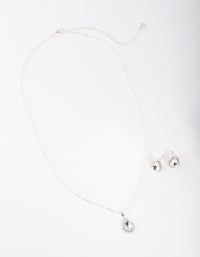 Silver Pear Crystal Jewellery Set - link has visual effect only