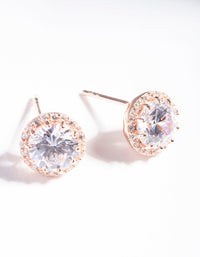 Rose Gold Plated Sterling Silver Cubic Zirconia Stud Earrings - link has visual effect only