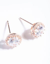 Rose Gold Plated Sterling Silver Cubic Zirconia Stud Earrings - link has visual effect only