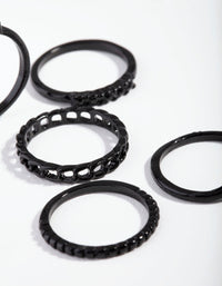 Black Diamante & Chain Ring 5-Pack - link has visual effect only