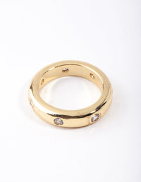 Gold Plated Mini Diamante Band Ring - link has visual effect only