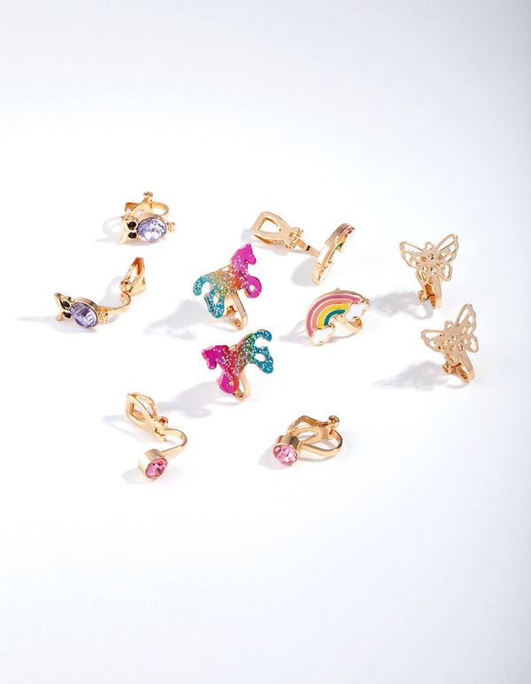 Gold Butterfly Motif Stud & Hoop Earrings 8-Pack - Lovisa