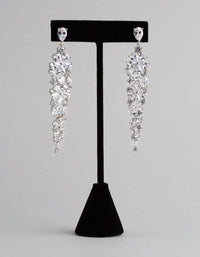 Rhodium Cubic Zirconia Statement Flower Drop Earrings - link has visual effect only