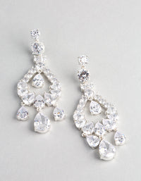 Rhodium Cubic Zirconia Statement Teardrop Earrings - link has visual effect only