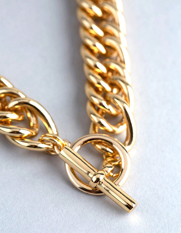 18ct Gold Plated Brass Statement Chain Link T&O Necklace