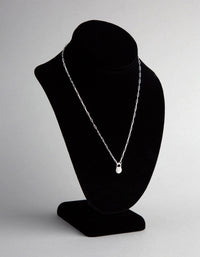 Sterling Silver Pave Padlock Oval Chain Necklace - link has visual effect only