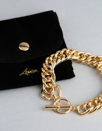 18ct Gold Plated Brass Statement Chain Link T&O Bracelet - link has visual effect only