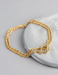 Gold Plated Sterling Silver Rope Chain T&O Wrap Bracelet - link has visual effect only