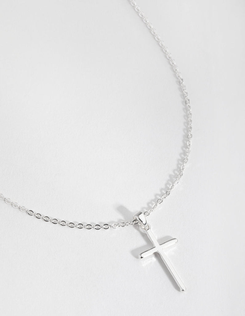 Silver Plated 45cm Cross Necklace - Lovisa