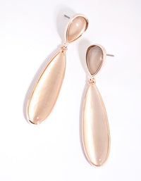 Rose Gold Long Cats Eye Drop Earrings - link has visual effect only