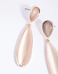 Rose Gold Long Cats Eye Drop Earrings - link has visual effect only