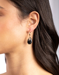 Onyx Star Charm Drop Huggie Earrings - link has visual effect only