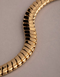 18ct Gold Plated Brass Flat Chain Necklace - link has visual effect only