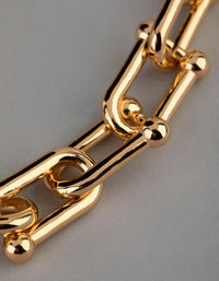 18ct Gold Plated Brass Industrial Link Necklace - link has visual effect only