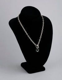 Sterling Silver Heart T&O Oval Chain Necklace - link has visual effect only