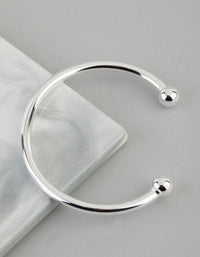 Silver Plated Brass Ball End Cuff Bracelet - link has visual effect only