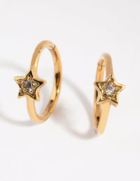 Gold Plated Surgical Steel Diamante Star Sleeper Earrings - link has visual effect only