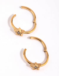 Gold Plated Surgical Steel Diamante Star Sleeper Earrings - link has visual effect only