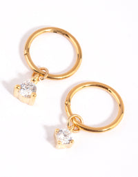 Gold Plated Surgical Steel Cubic Zirconia Charm Sleeper Earrings - link has visual effect only