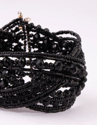 Matte Black Beaded Cuff Bangle - link has visual effect only