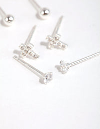 Sterling Silver Cross & Diamante Stud Earring Pack - link has visual effect only