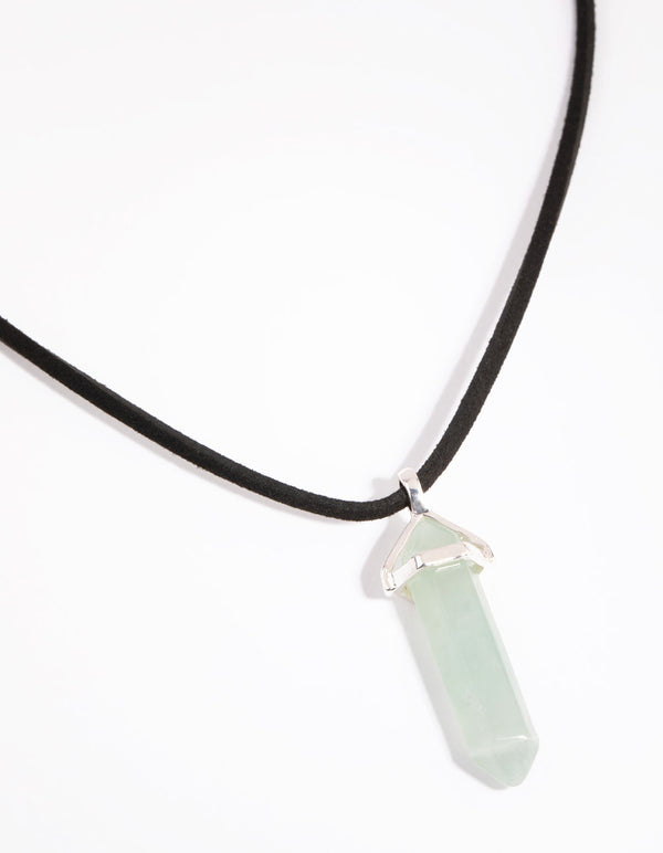 Silver Green Fluorite Shard Necklace
