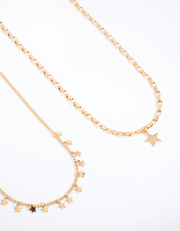 Gold Plated Surgical Steel Star Necklace Set