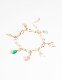 Gold Semi-Precious Charm Bracelet Set - link has visual effect only