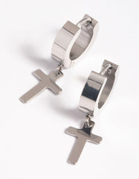 Surgical Steel Cross Huggie Hoop Earrings - link has visual effect only