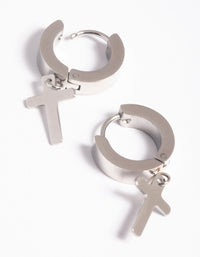 Surgical Steel Cross Huggie Hoop Earrings - link has visual effect only