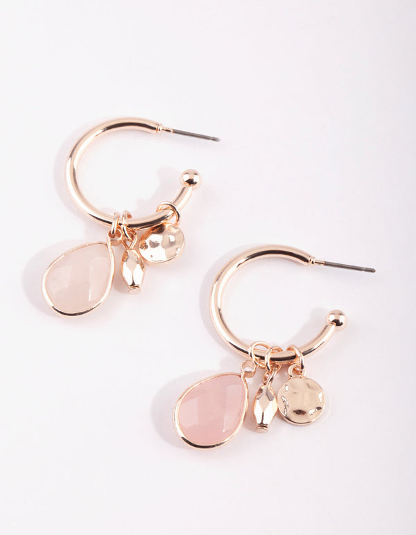 Rose Gold Quartz Hoop Earrings