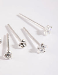 Sterling Silver Diamante Stud Earring Pack - link has visual effect only