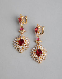 Gold Cubic Zirconia Lotus Drop Earrings - link has visual effect only