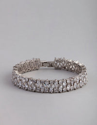 Silver Cubic Zirconia Oval Bracelet - link has visual effect only